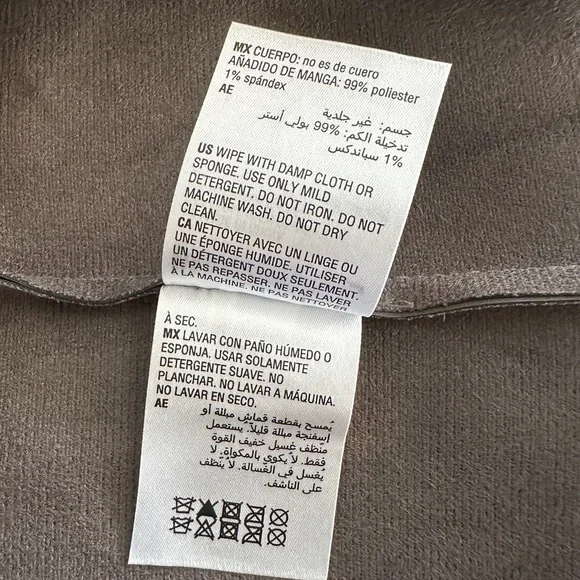 Bar III | Taupe Faux Leather Draped Moto Jacket | Zipper | Size L - Picture 7 of 7